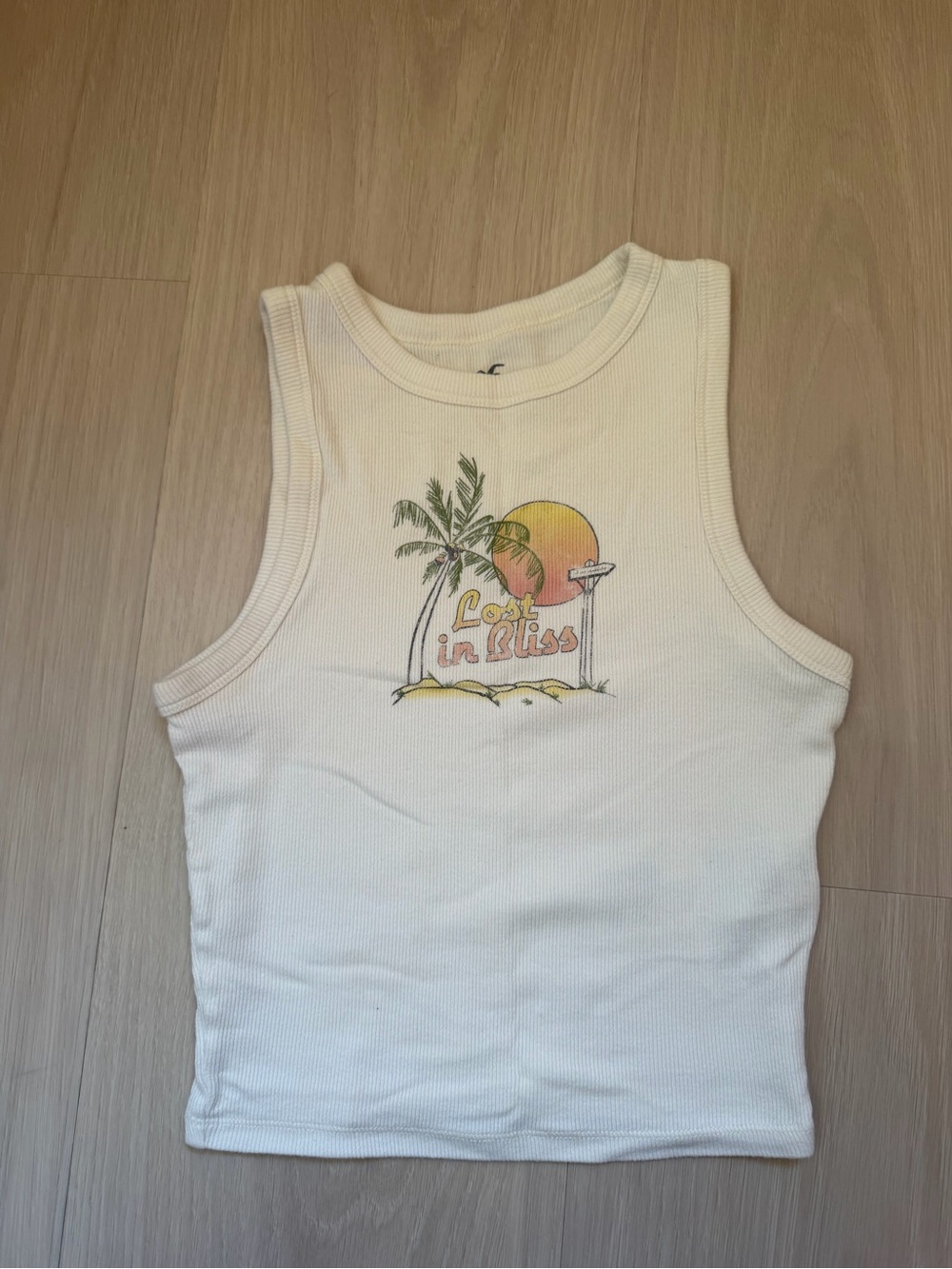 White Hollister ‘Lost in Bliss' Graphic Tank Top